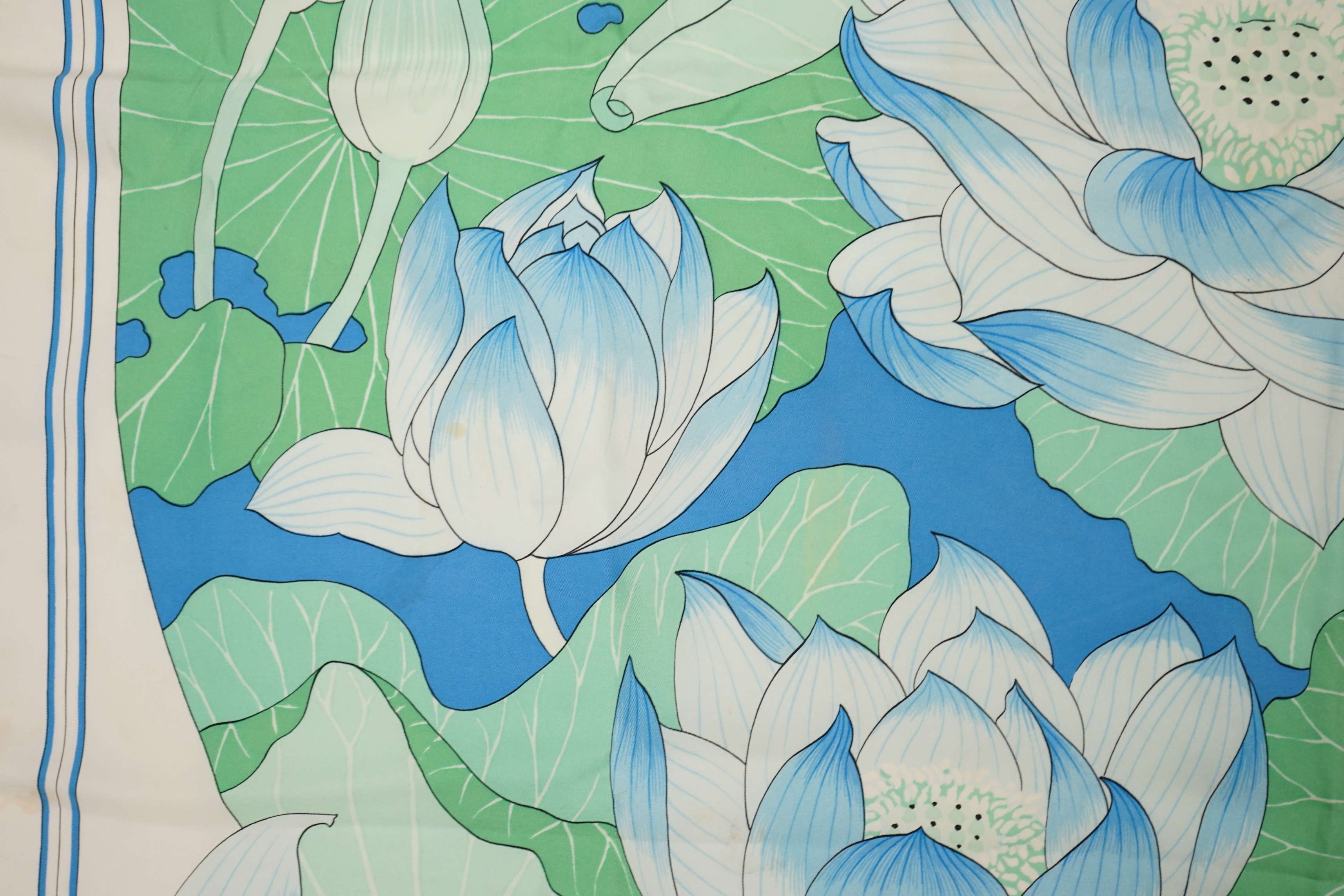 A Hermès Fleurs De Lotus designed by Christiane Vauzelles, 89cm x 89cm